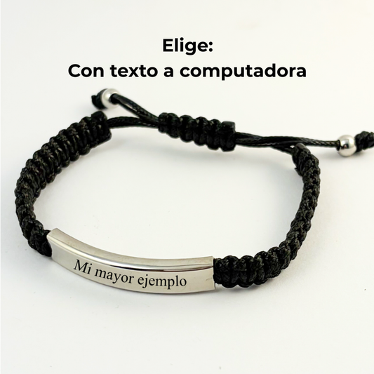 Pulsera para hombre hilo ajustable placa acero inoxidable -Regalo día del padre
