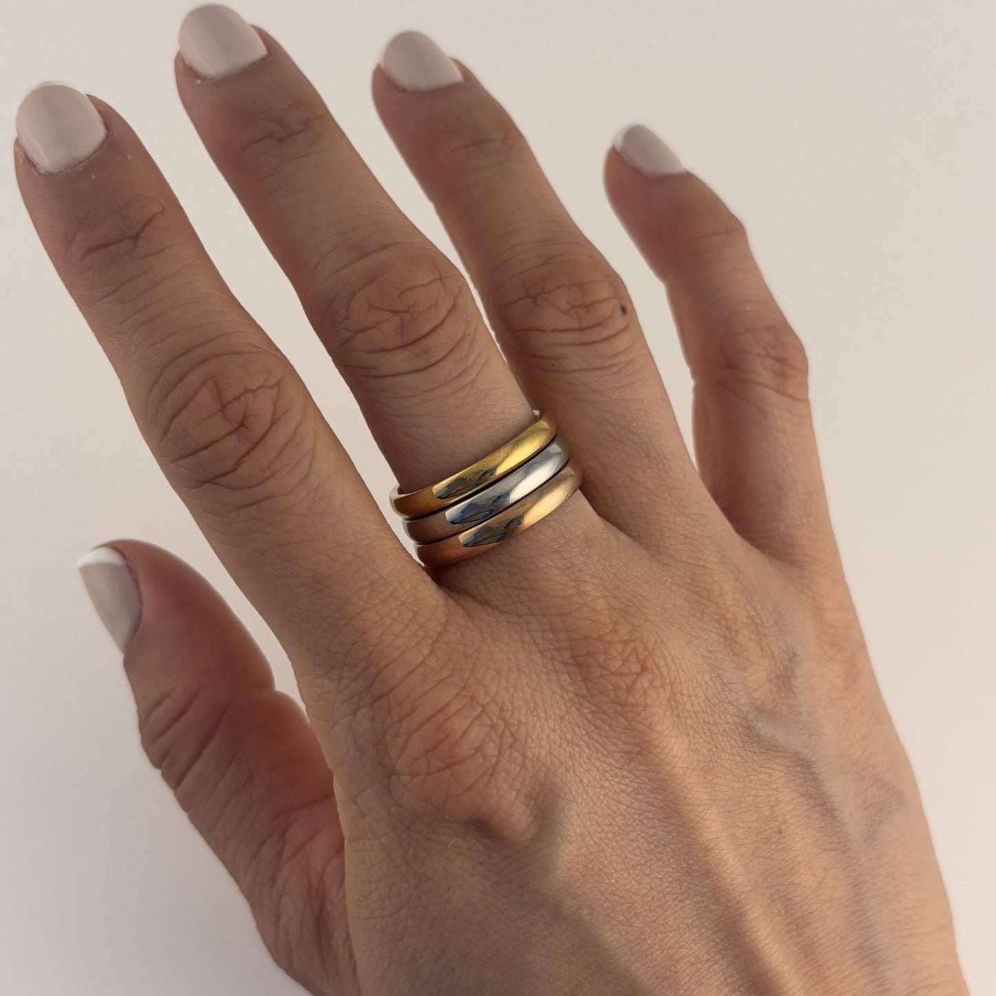 Set de anillos tricolor acero inoxidable