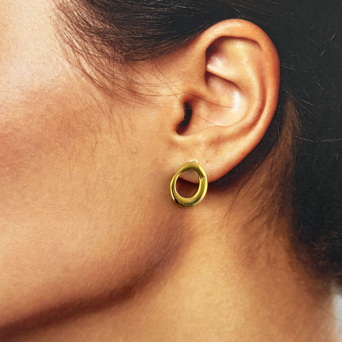 Aretes aro irregular acero inoxidable