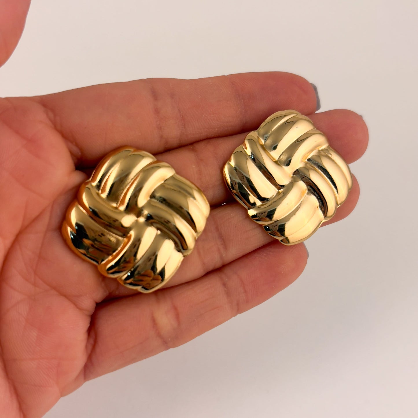 Aretes pegados acero inoxidable cojín