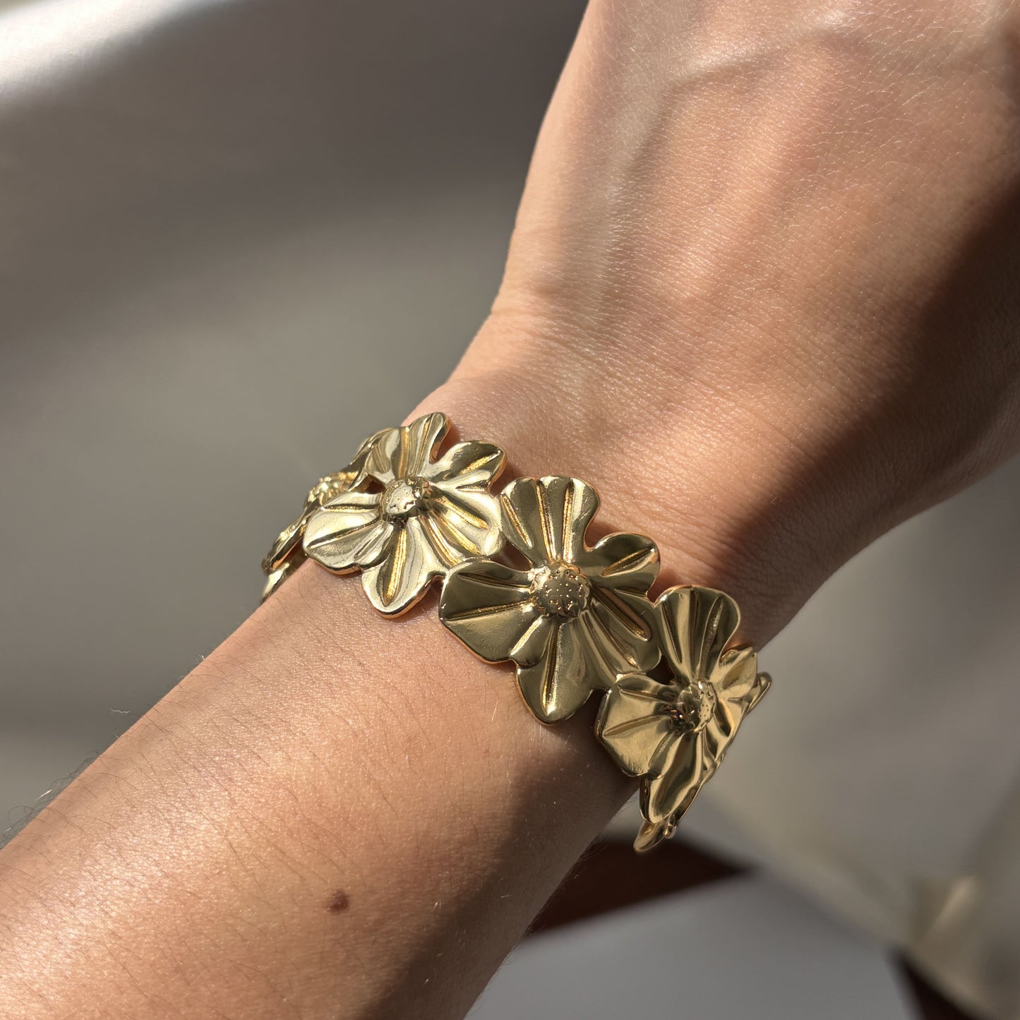Brazalete acero inoxidable flores