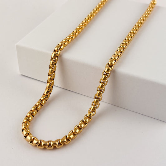 Cadena acero inoxidable gruesa tipo rolo 60 cm dorada