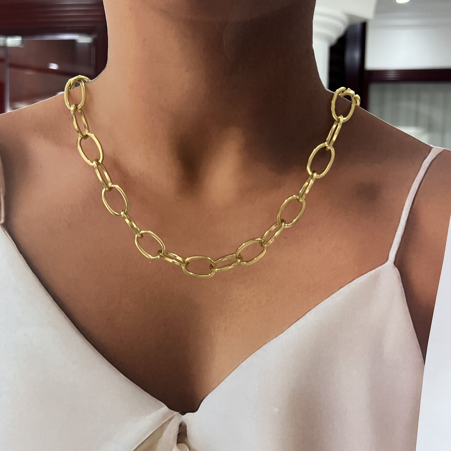Collar acero inoxidable cadena eslabón XL ovalado