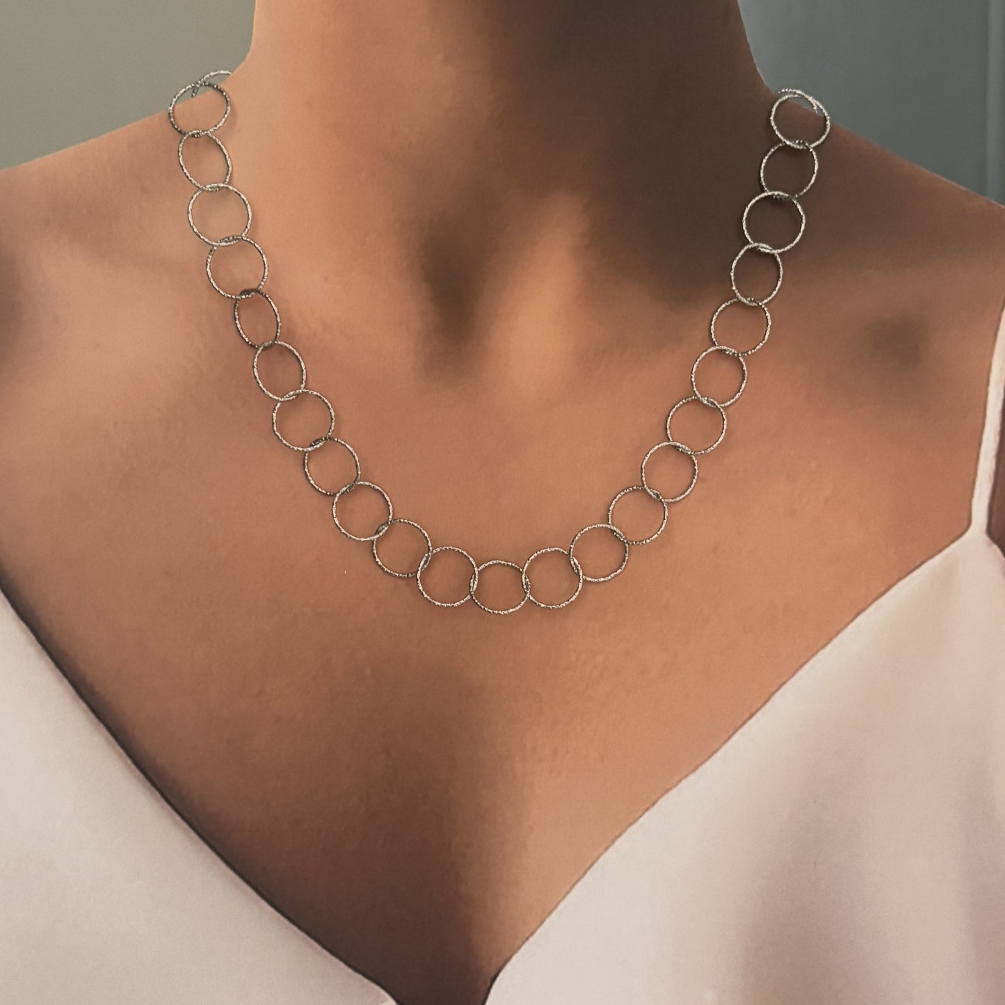 Collar acero inoxidable aros diamantados