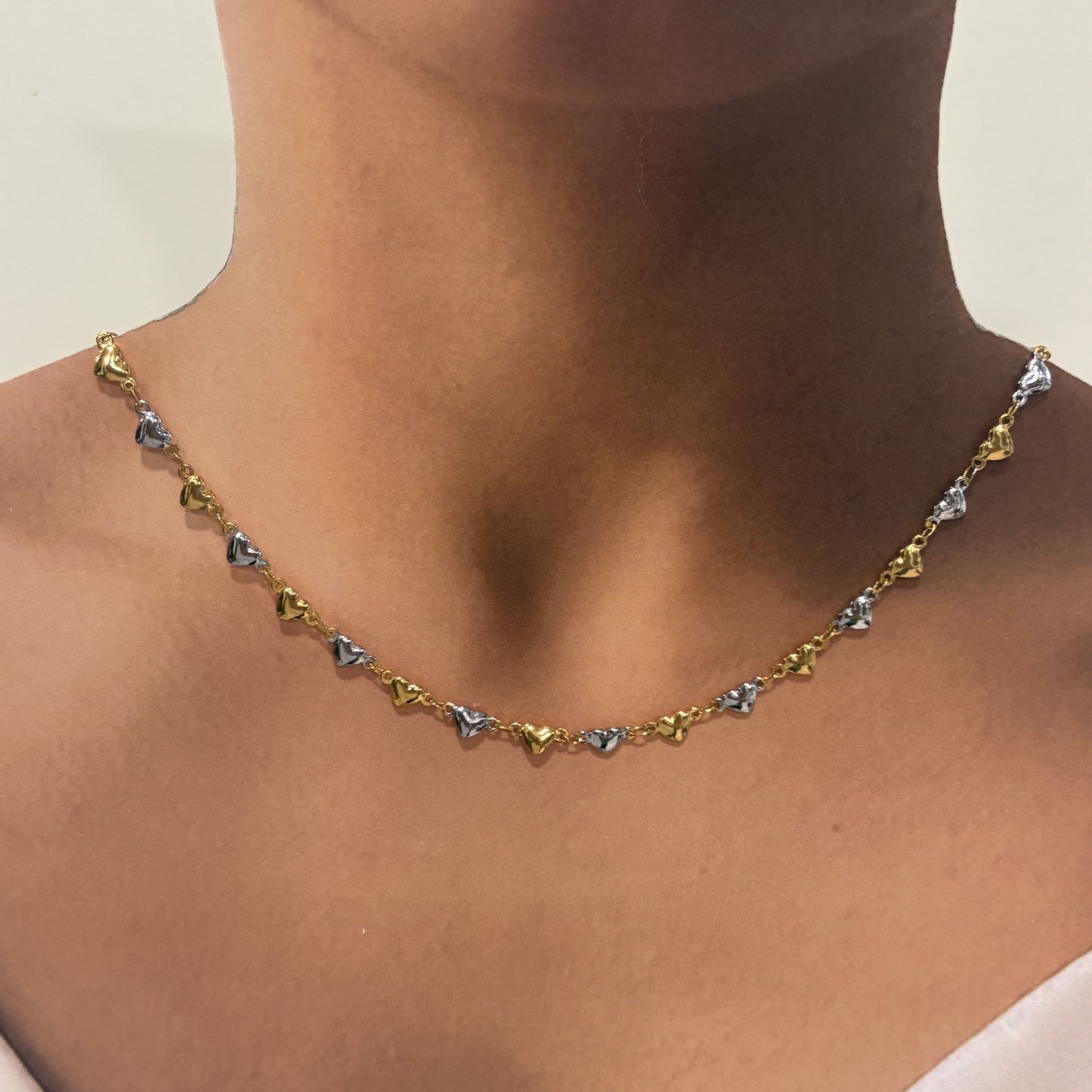 Collar corazones bicolor acero inoxidable