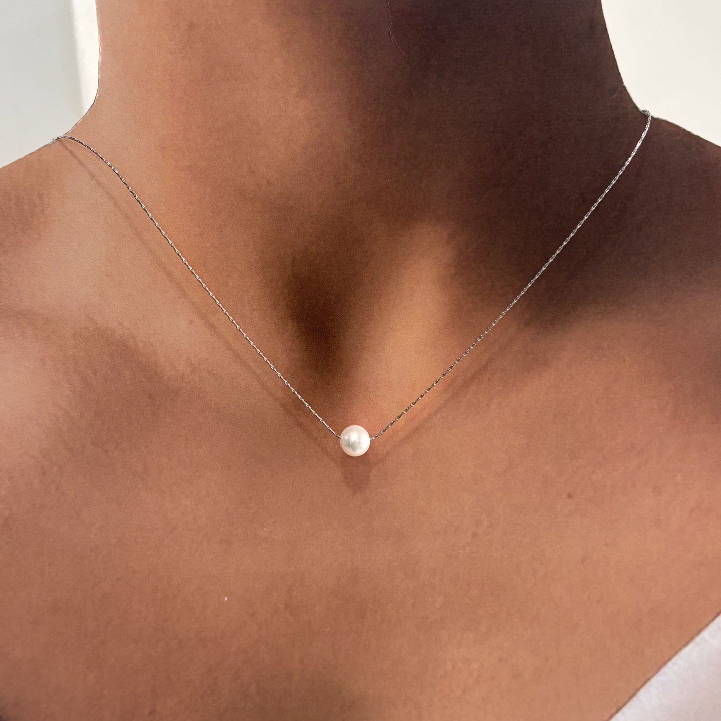 Collar perla sencilla acero inoxidable