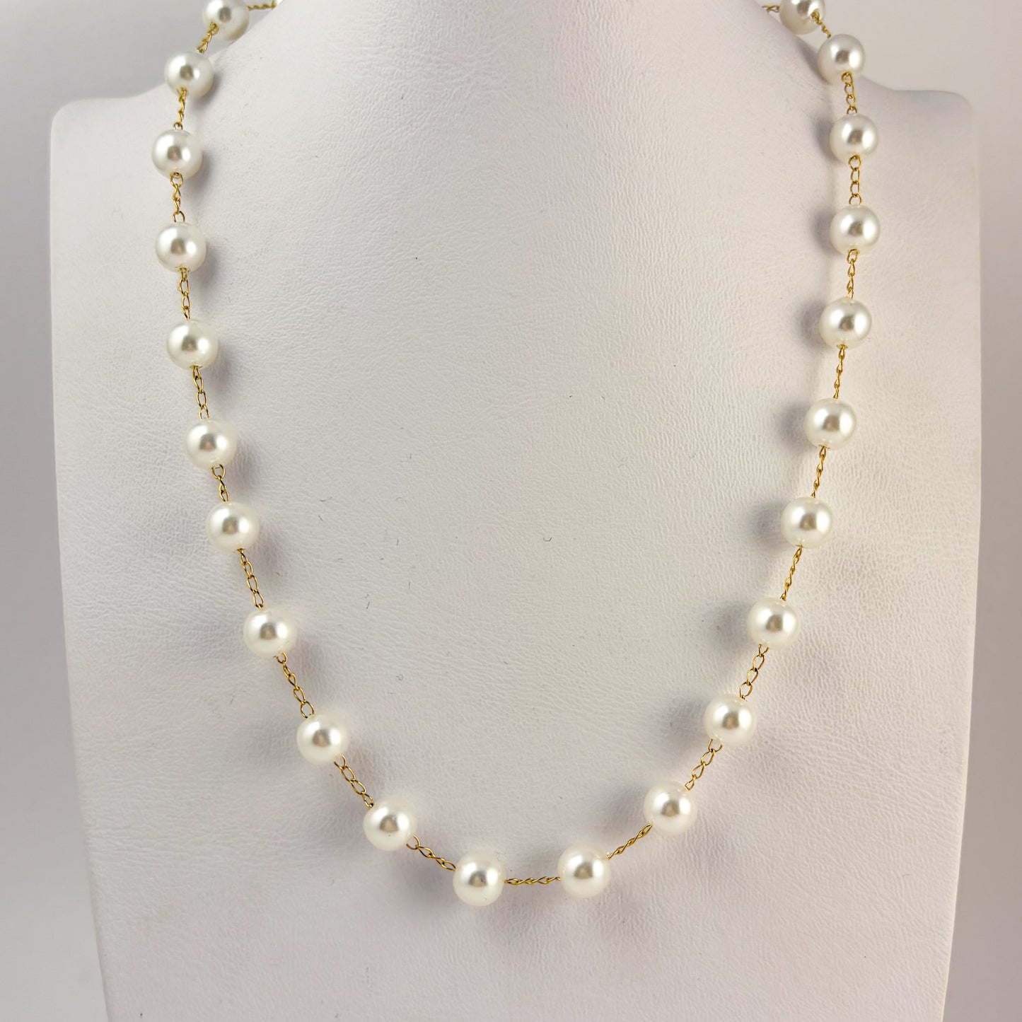 Collar acero inoxidable perlas grande 40 + 5 ext