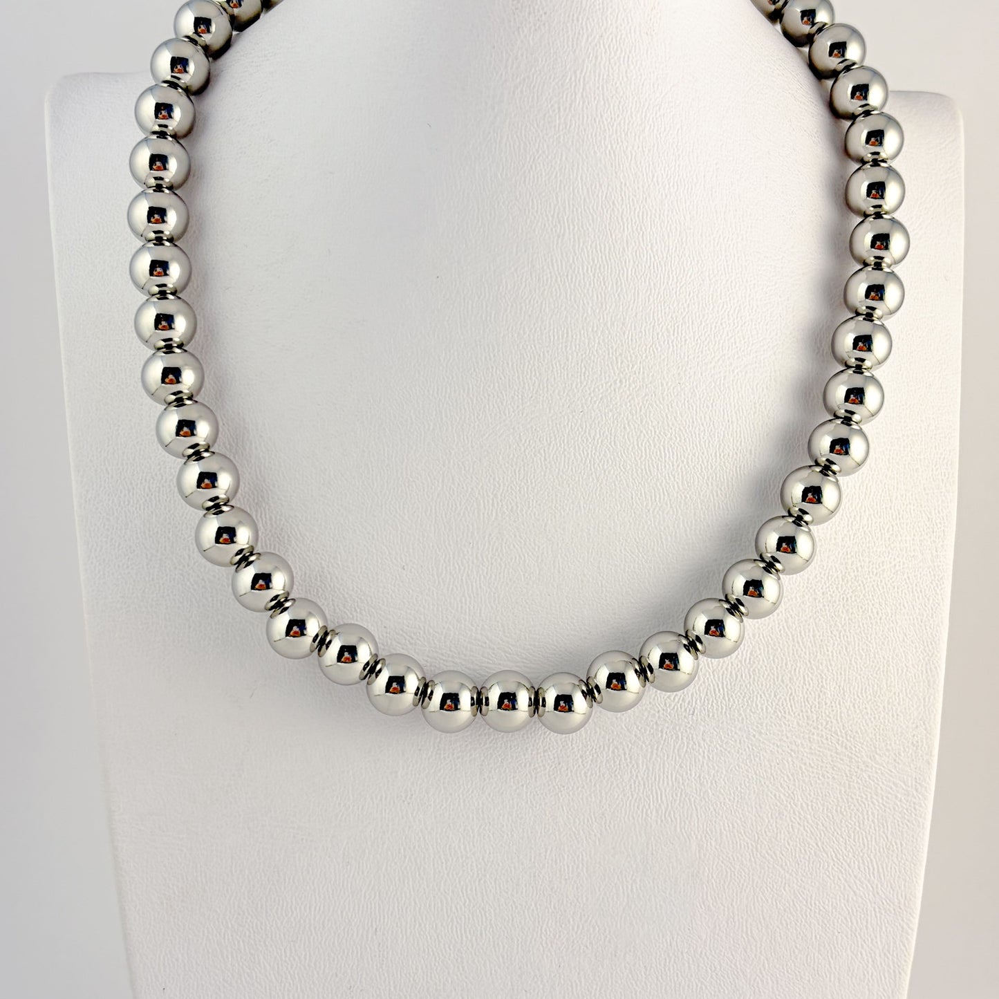 Collar acero inoxidable bolas 9mm 40 cm+5 extensión