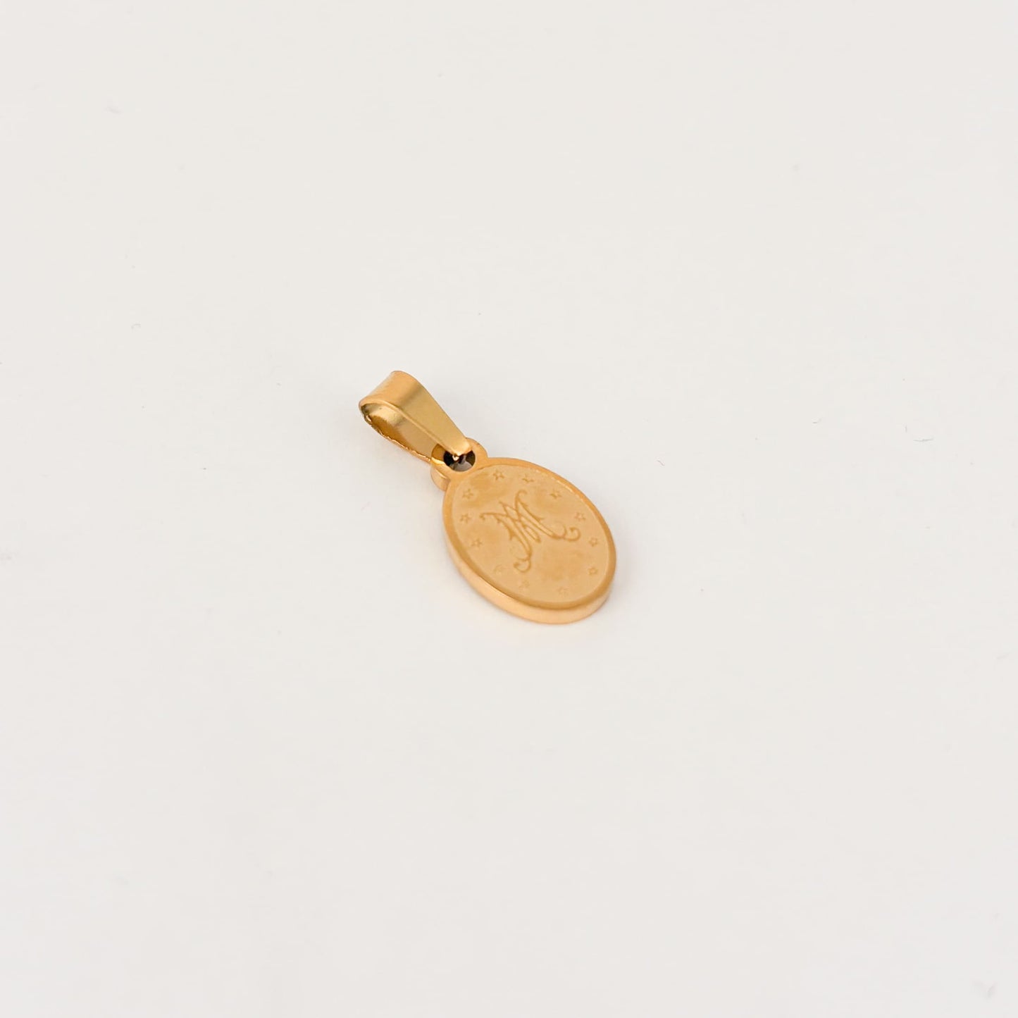 Dije medalla mini virgen del Carmen acero inoxidable dorado