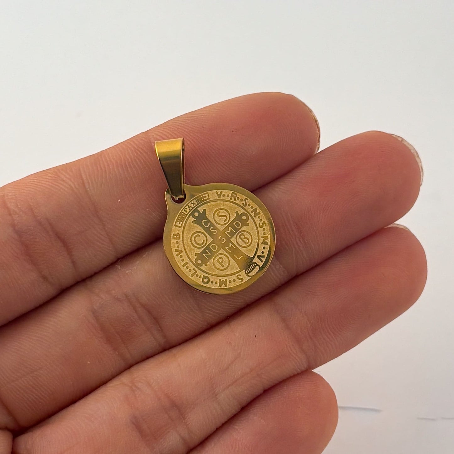 Dije medalla San Benito acero inoxidable 1.5 cm