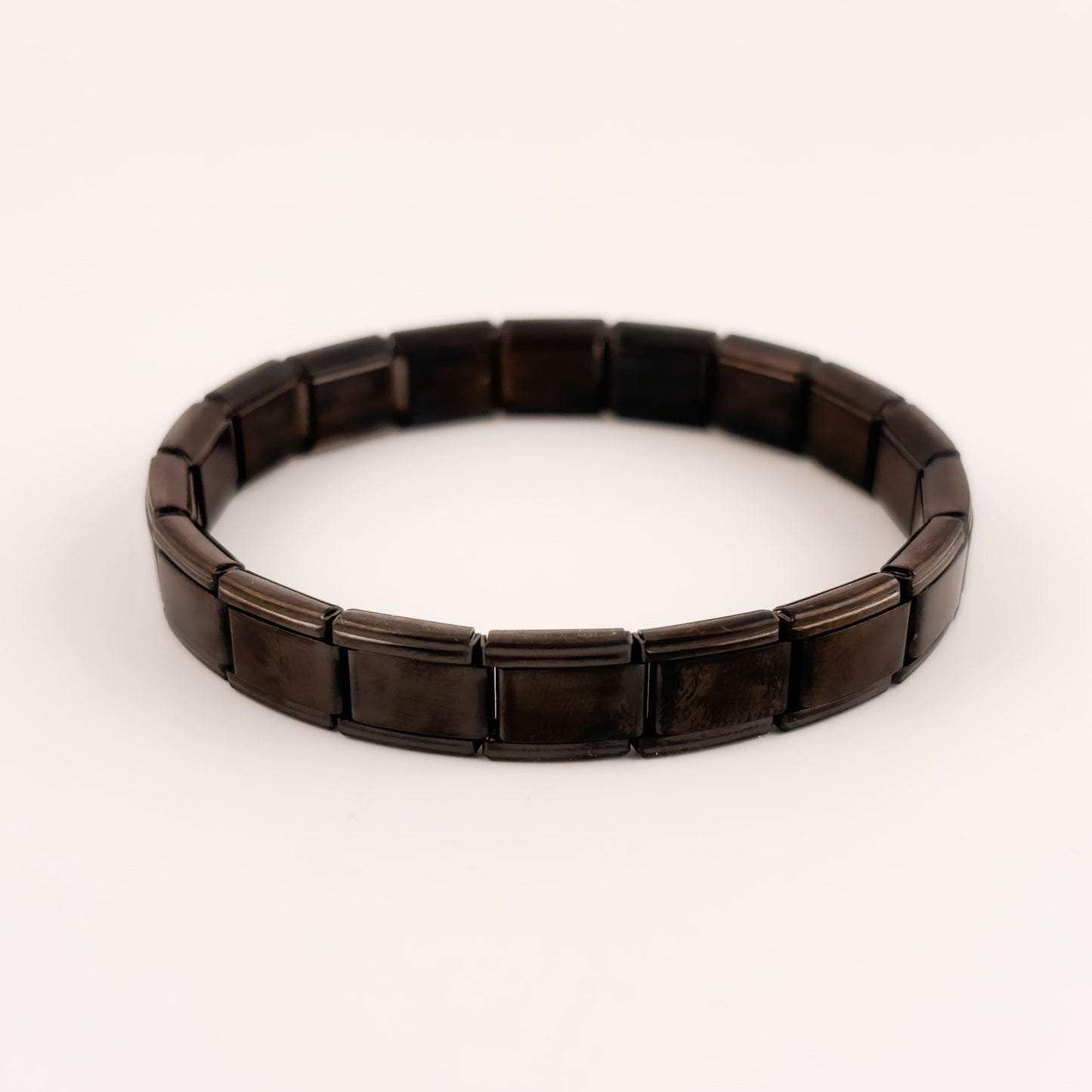 Pulsera italiana acero inoxidable 18 cuadritos negra