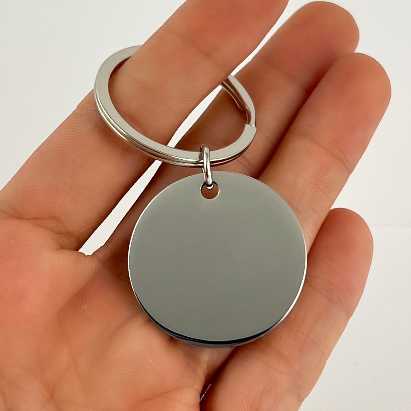Llavero circular acero inoxidable para grabar