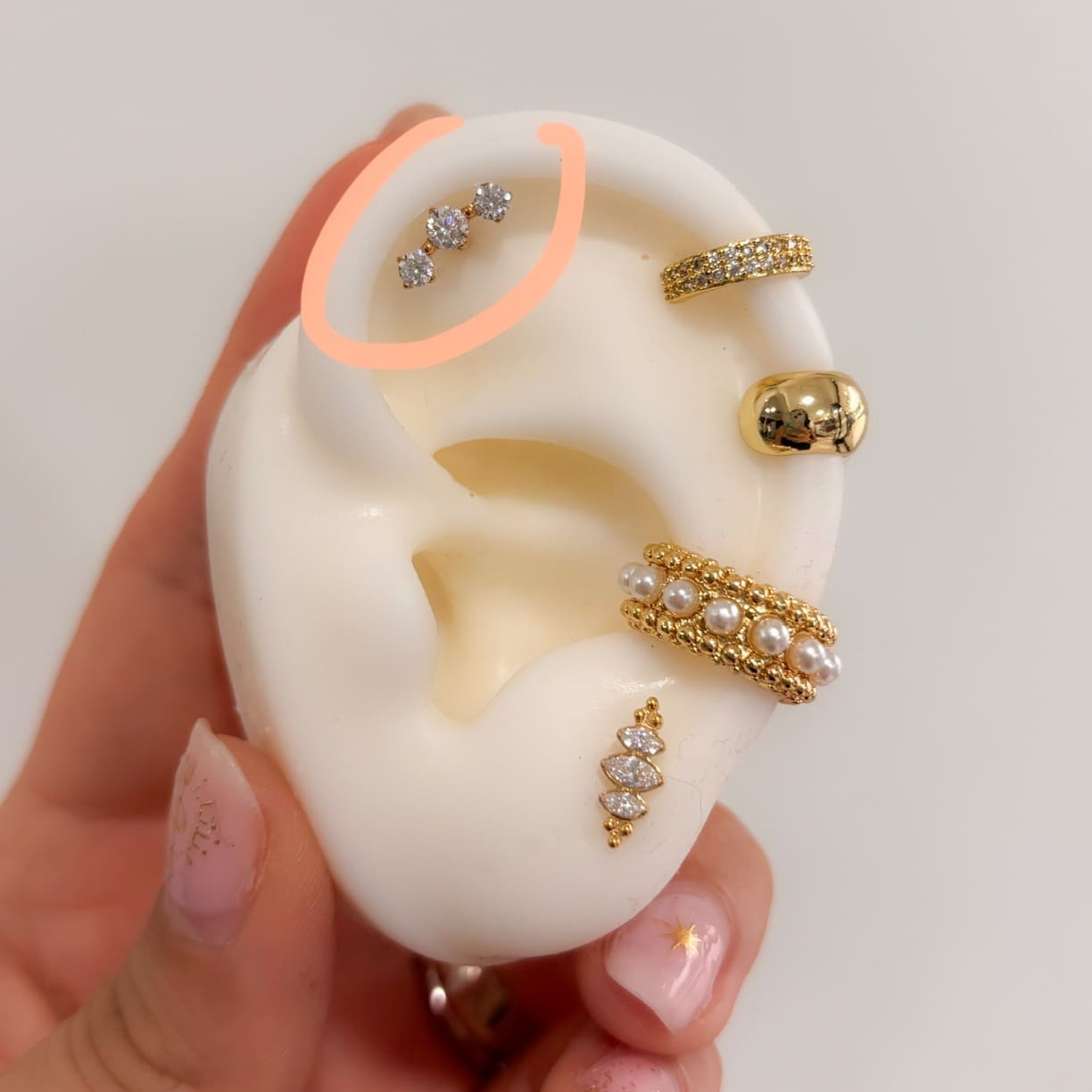 Piercing acero quirúrgico 316L tres zirconias