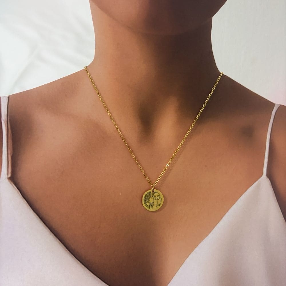 Collar personalizado con foto 2 grabado láser dije circular chico