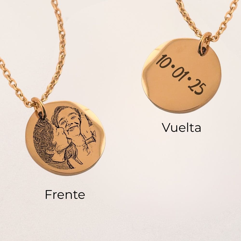 Collar personalizado con foto 2 grabado láser dije circular chico