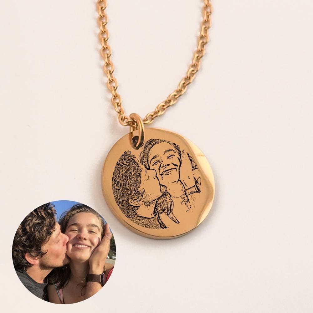 Collar personalizado con foto 2 grabado láser dije circular chico