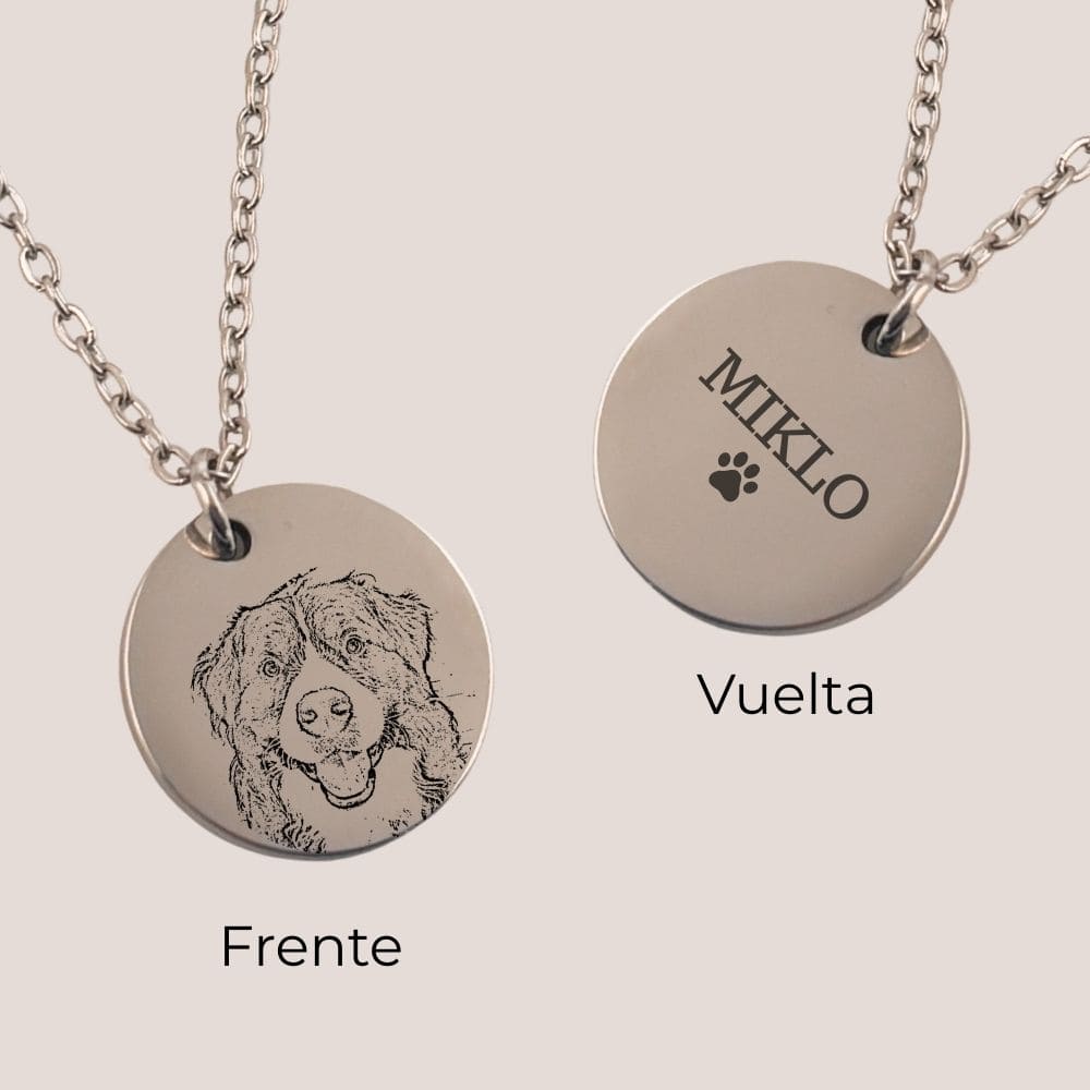 Collar personalizado con foto 2 grabado láser dije circular chico