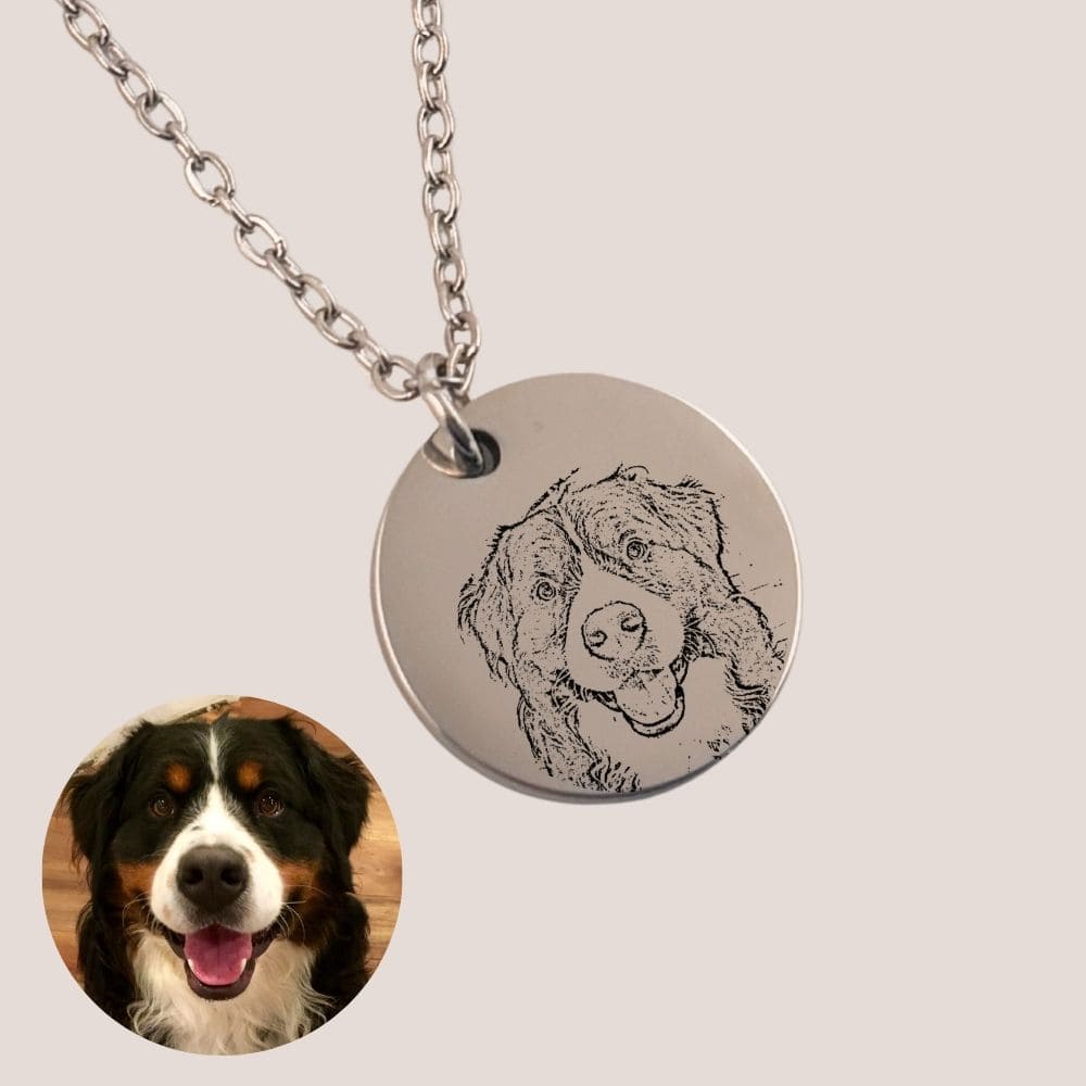 Collar personalizado con foto 2 grabado láser dije circular chico