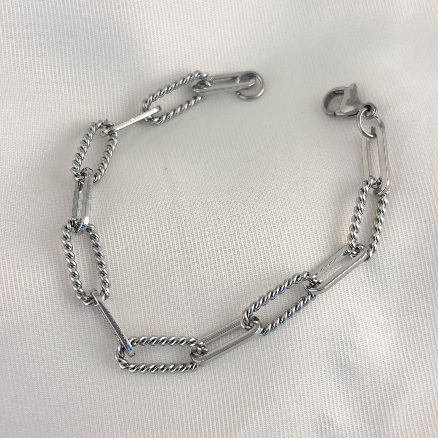 Pulsera acero inoxidable eslabón clip liso y trenzado