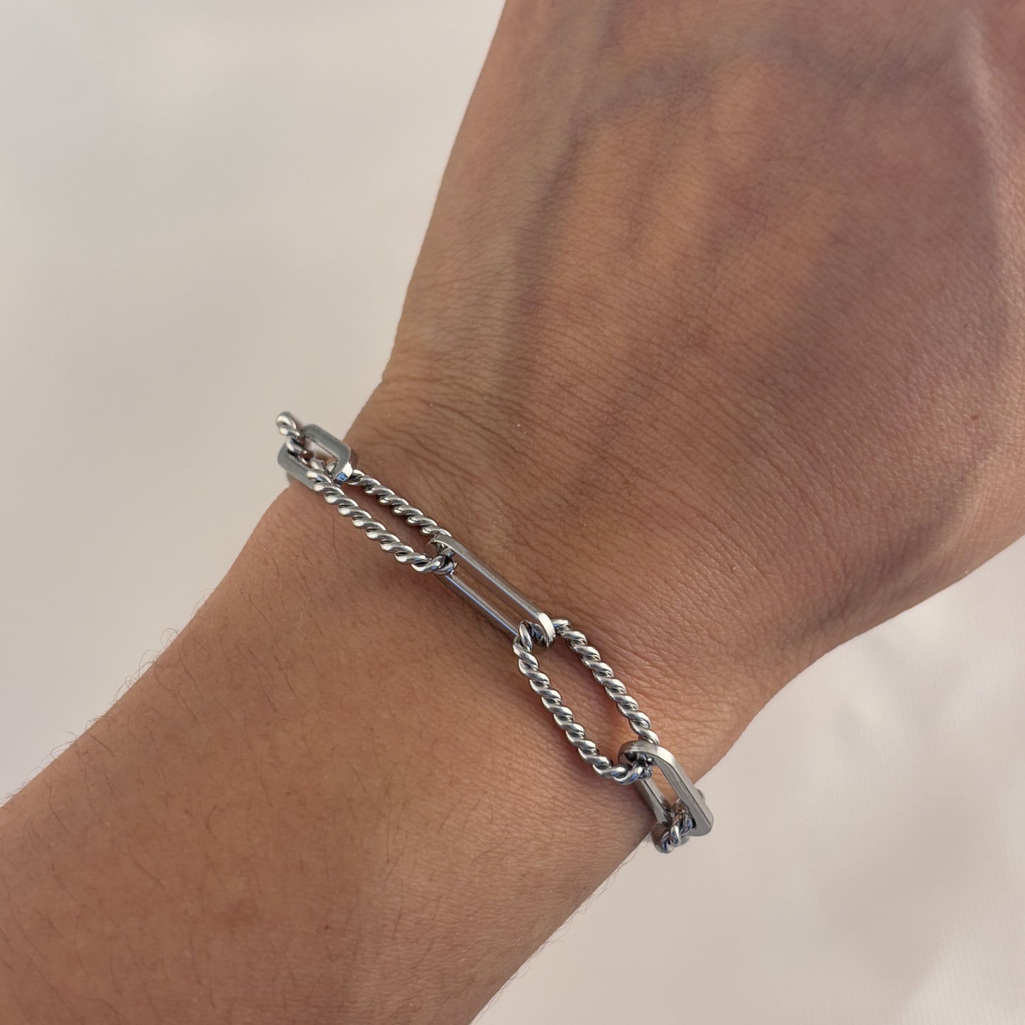 Pulsera acero inoxidable eslabón clip liso y trenzado