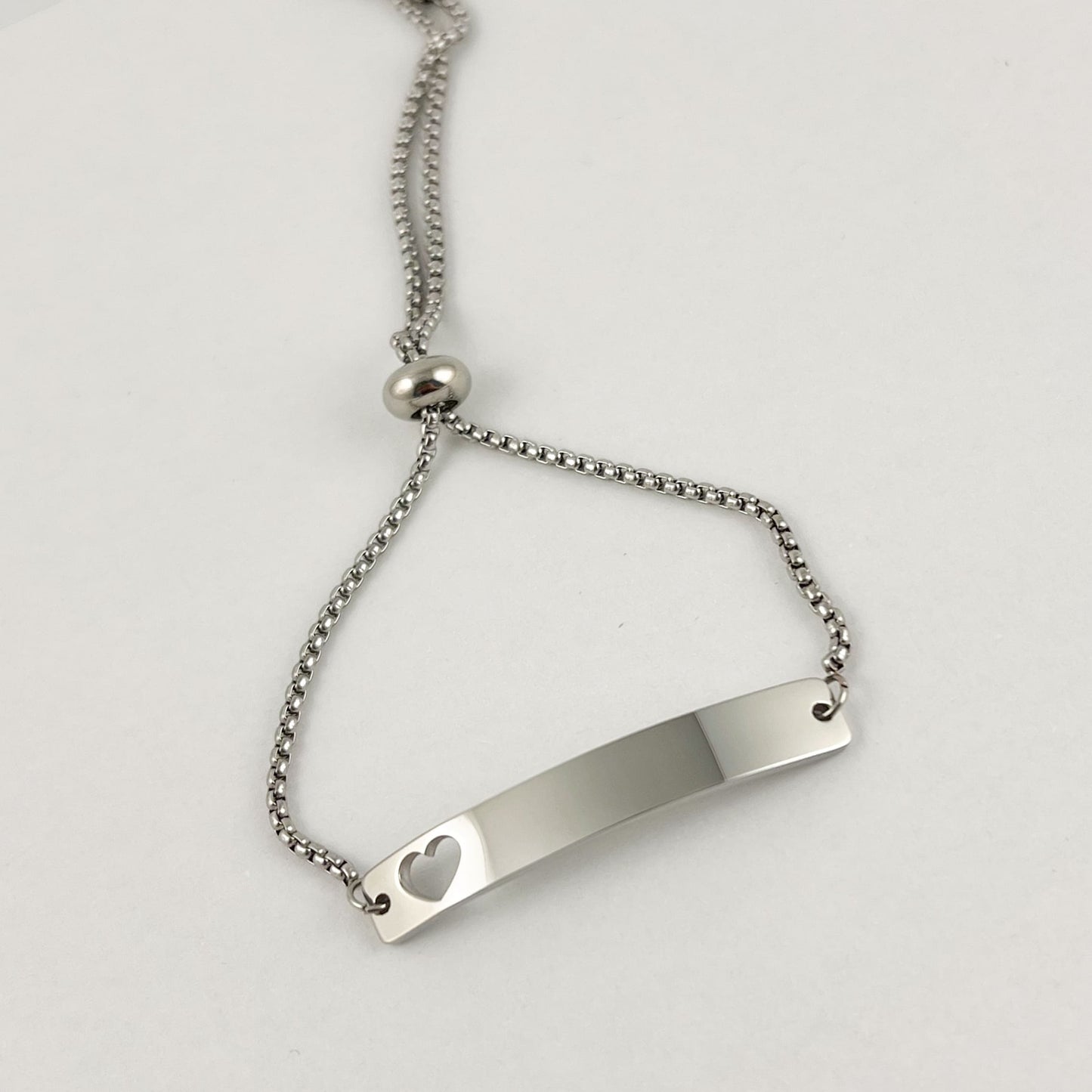 Pulsera acero inoxidable esclava ajustable corazón