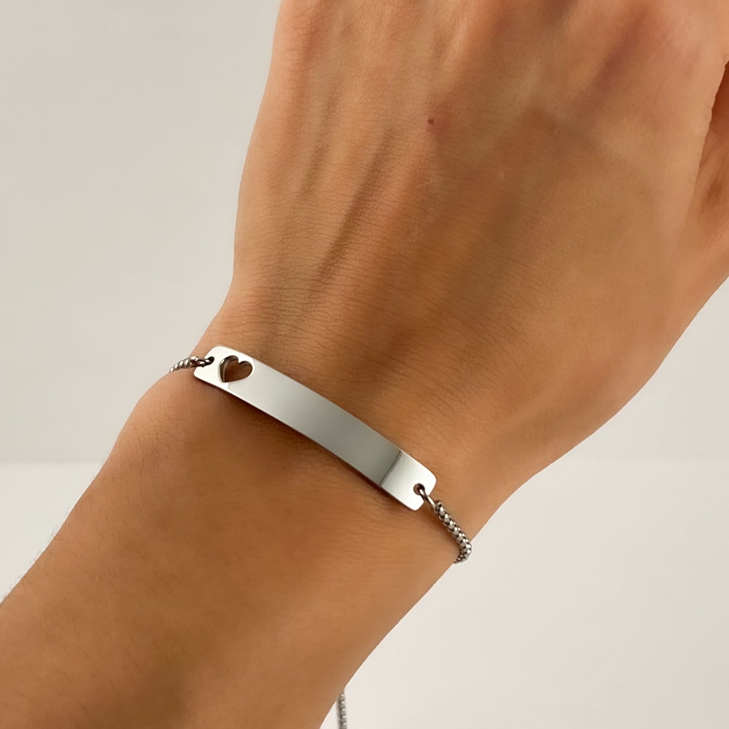 Pulsera acero inoxidable esclava ajustable corazón