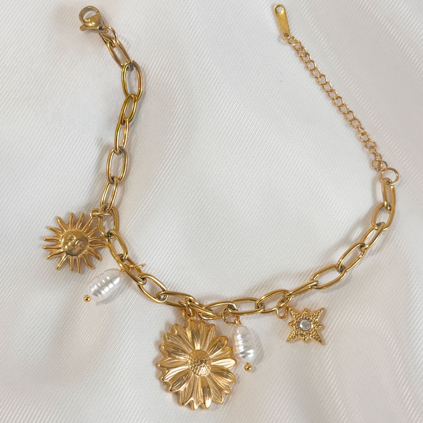 Pulsera charms colgantes acero inoxidable