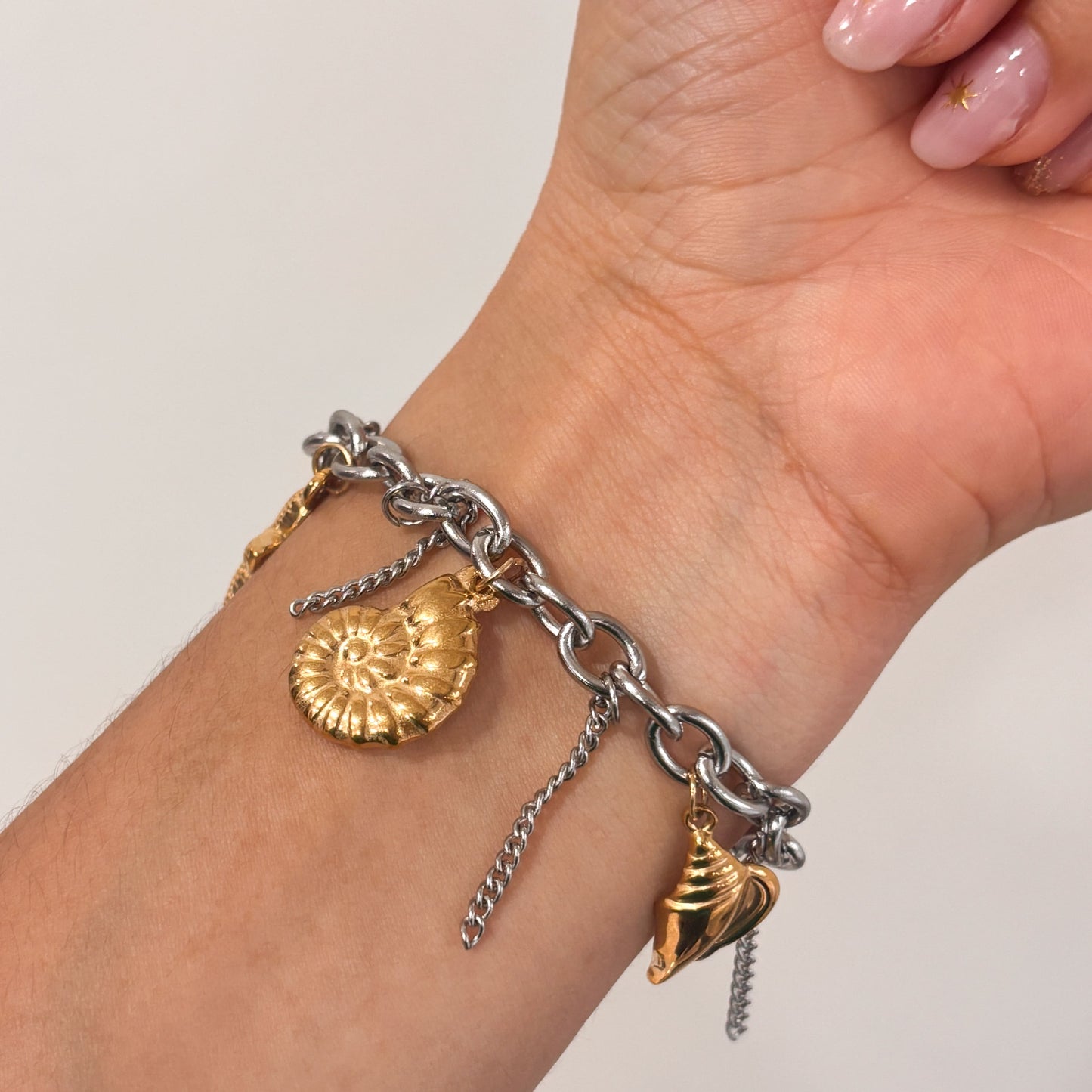 Pulsera charms colgantes acero inoxidable