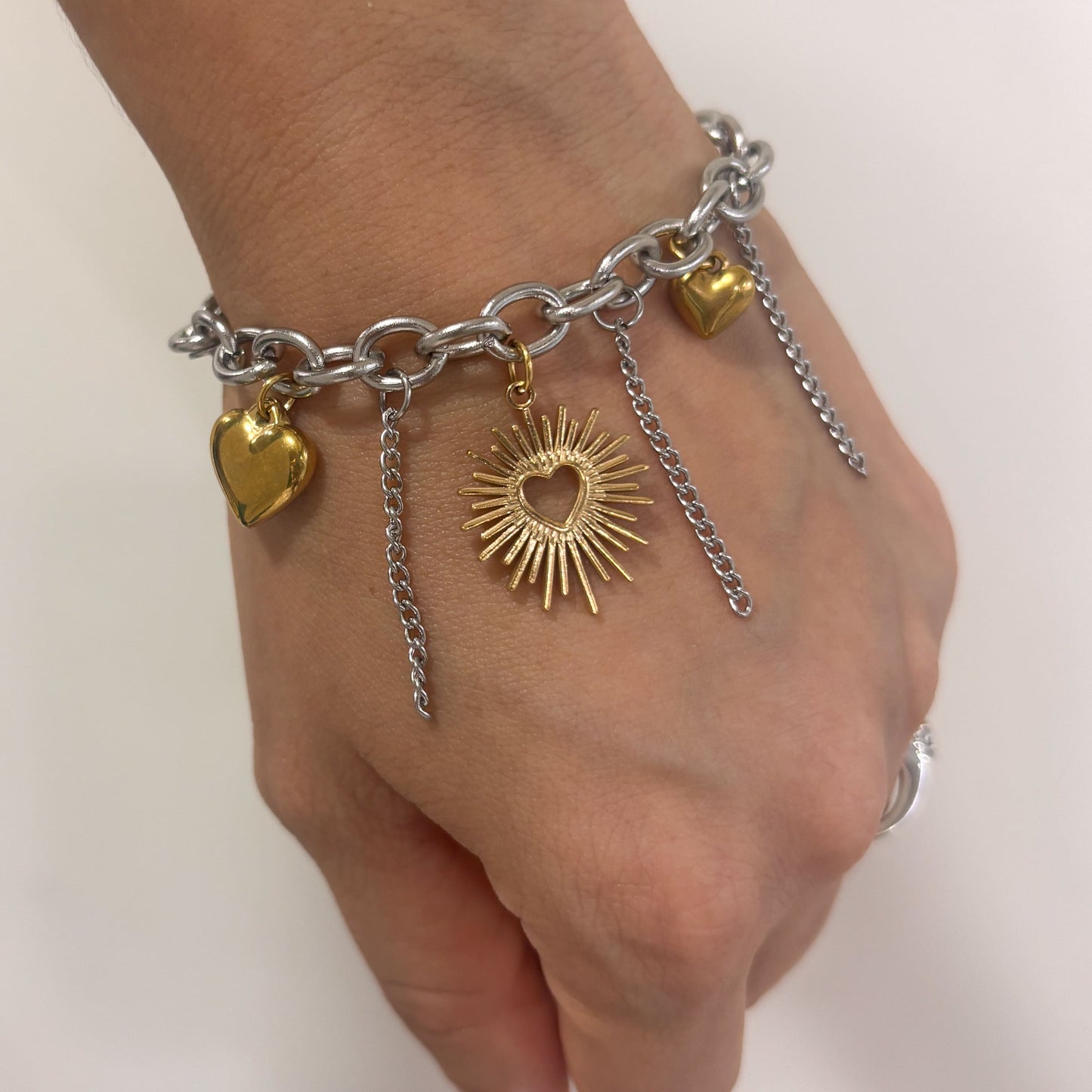 Pulsera charms colgantes acero inoxidable