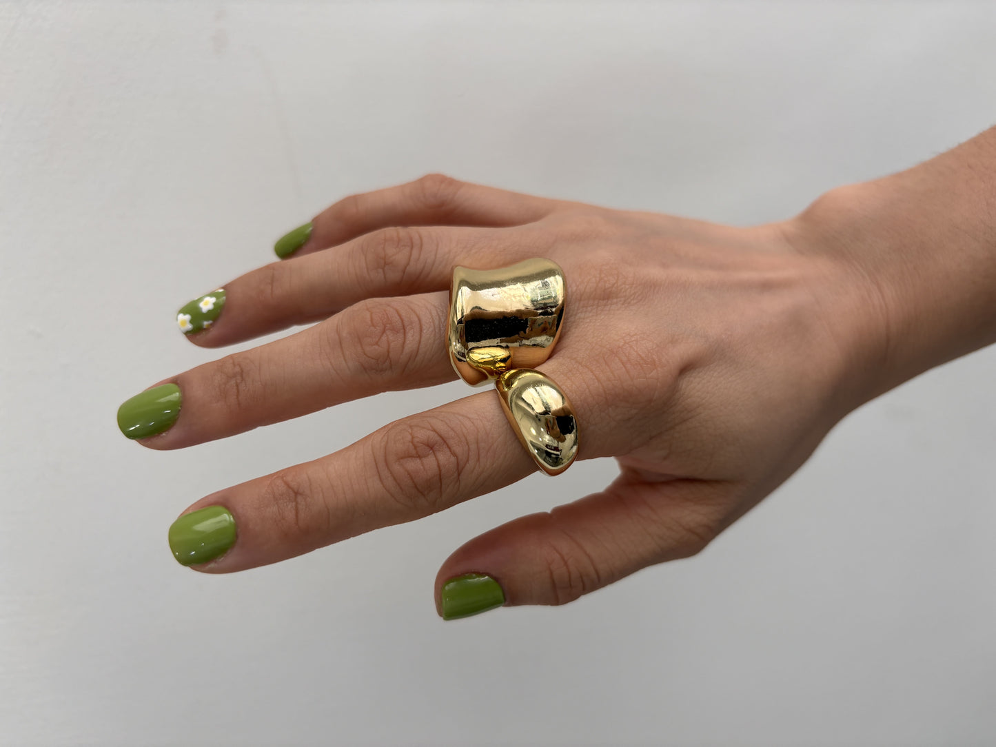 Anillo chunky chapa de oro liso ajustable