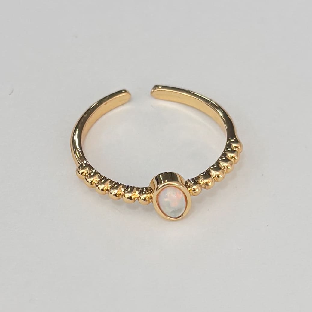 Anillo delgado ajustable chapa de oro tipo ópalo