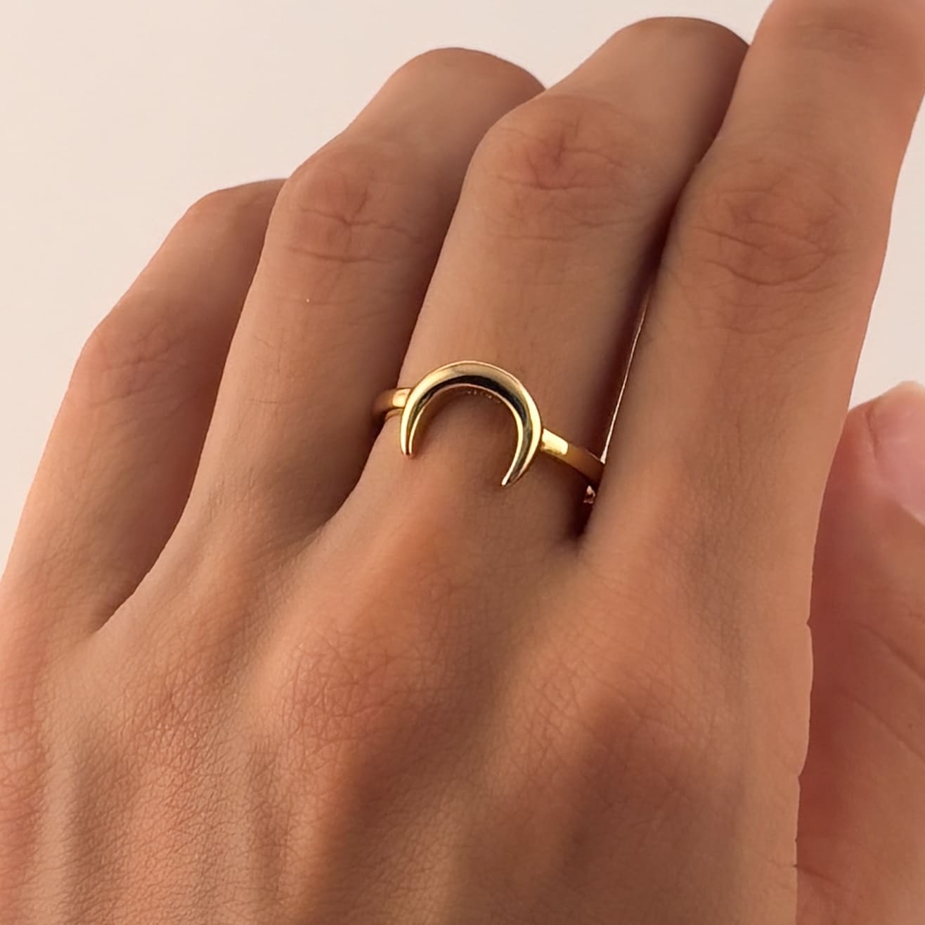 Anillo degado luna cuerno chapa de oro ajustable