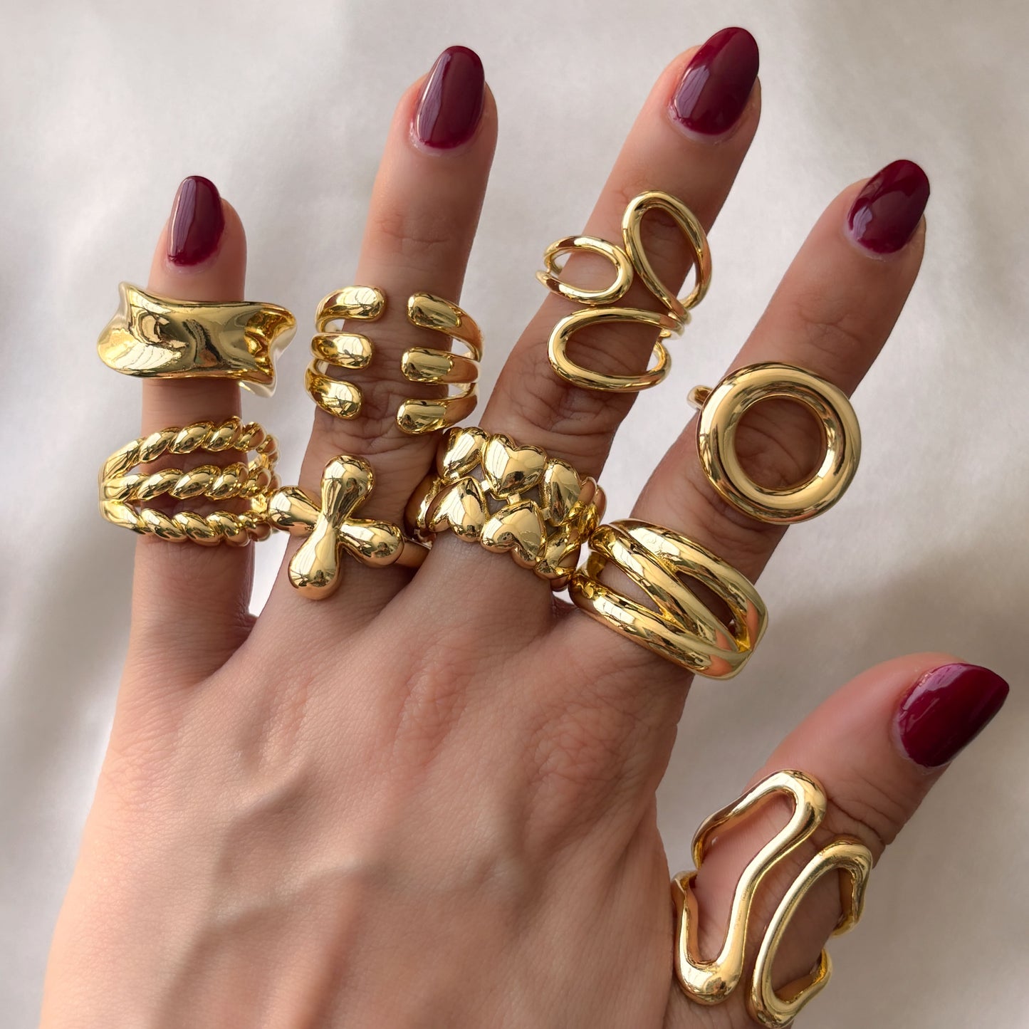 Anillo pétalos chapa de oro ajustable