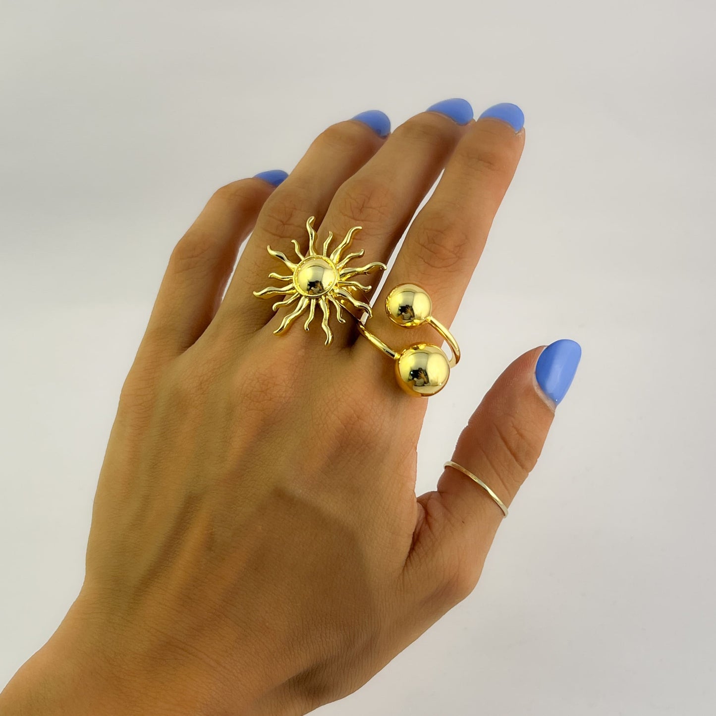 Anillo sol chapa de oro ajustable