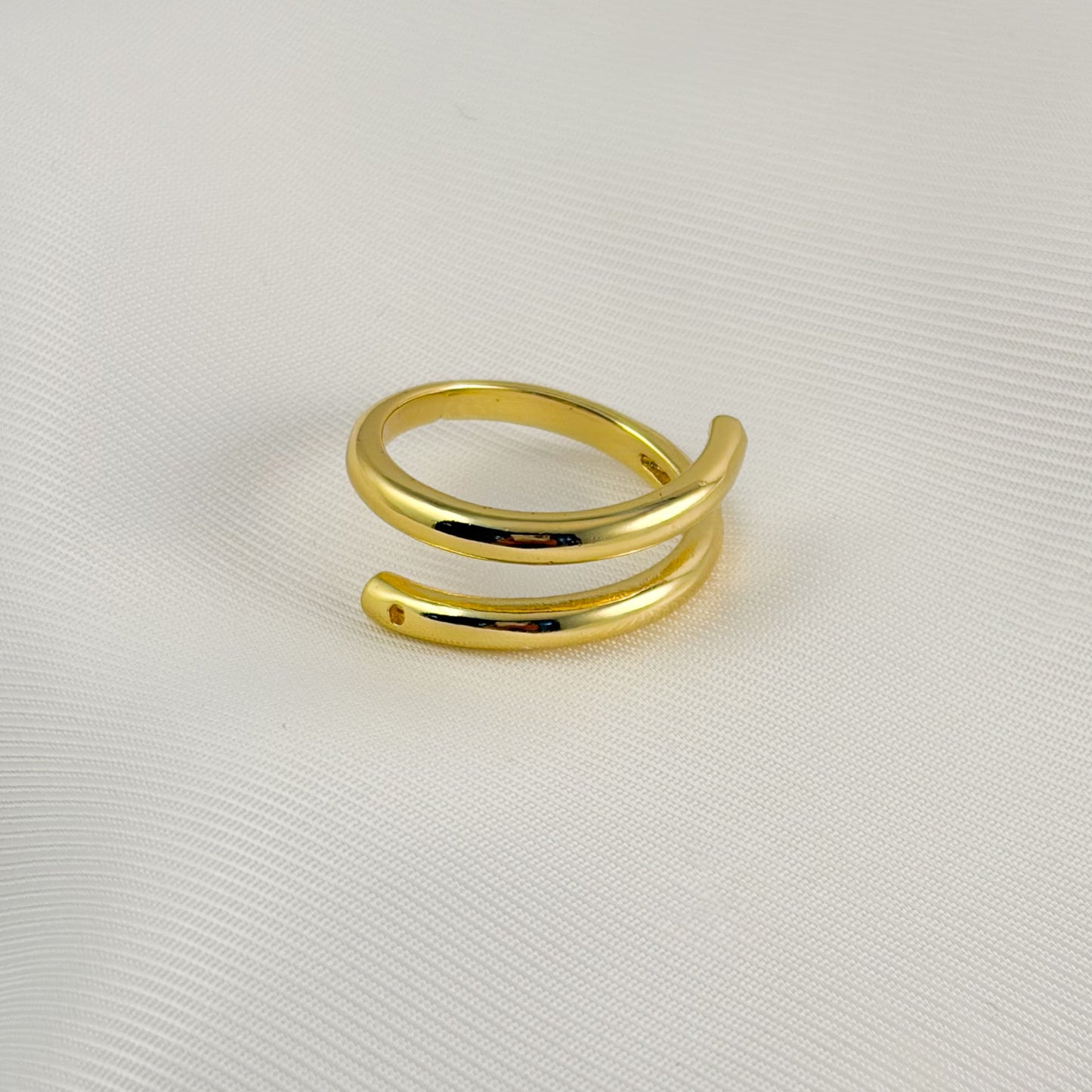 Anillo doble tubo resorte chapa de oro aujstable