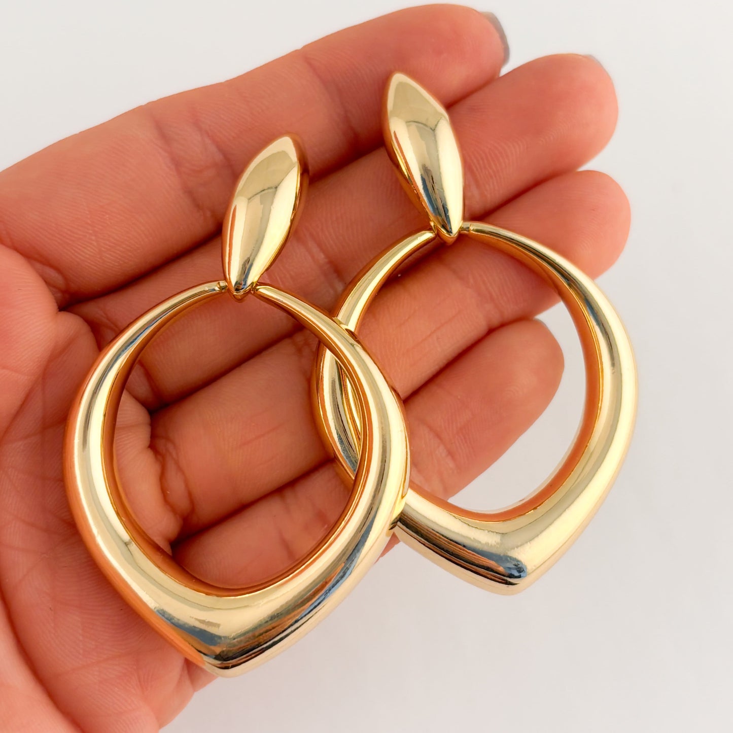 Aretes largos aro XL chapa de oro