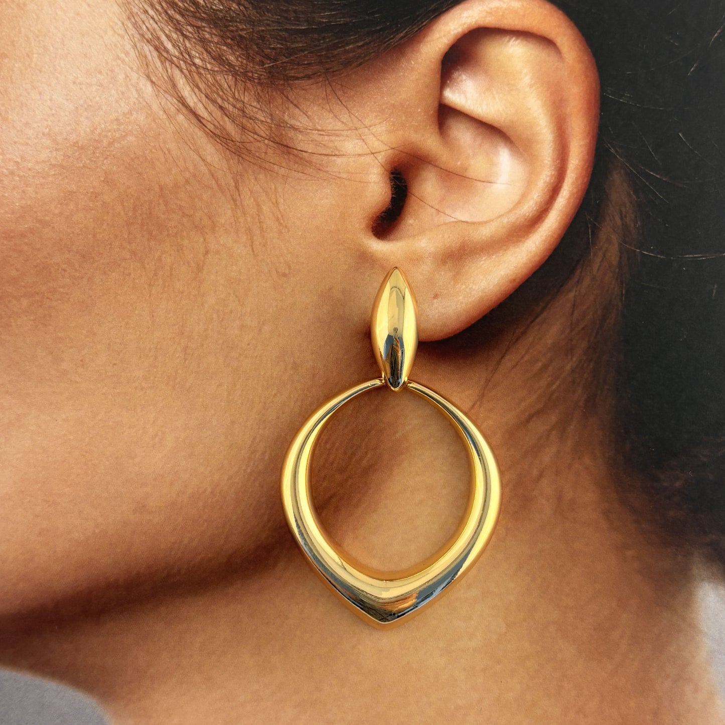 Aretes largos aro XL chapa de oro