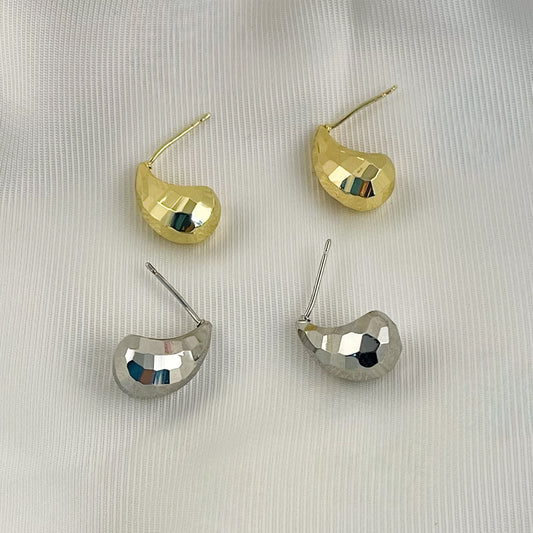 Aretes chapa de oro gota mini mirrorball