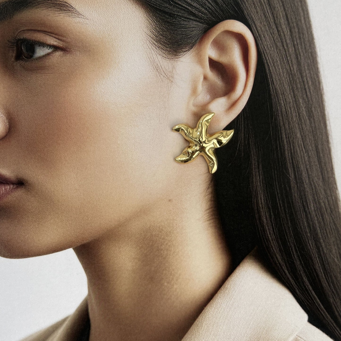Aretes estrella de mar chapa de oro