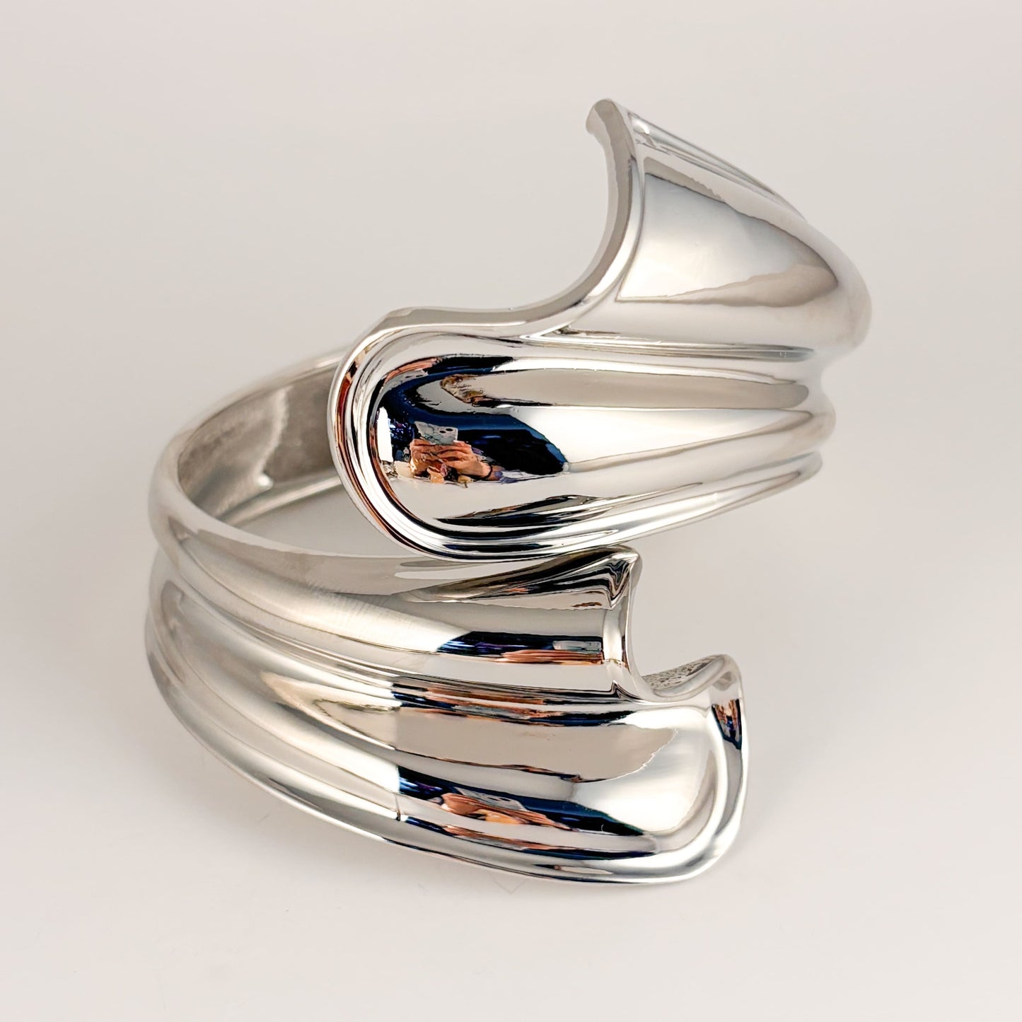 Brazalete grueso plateado chapa de oro