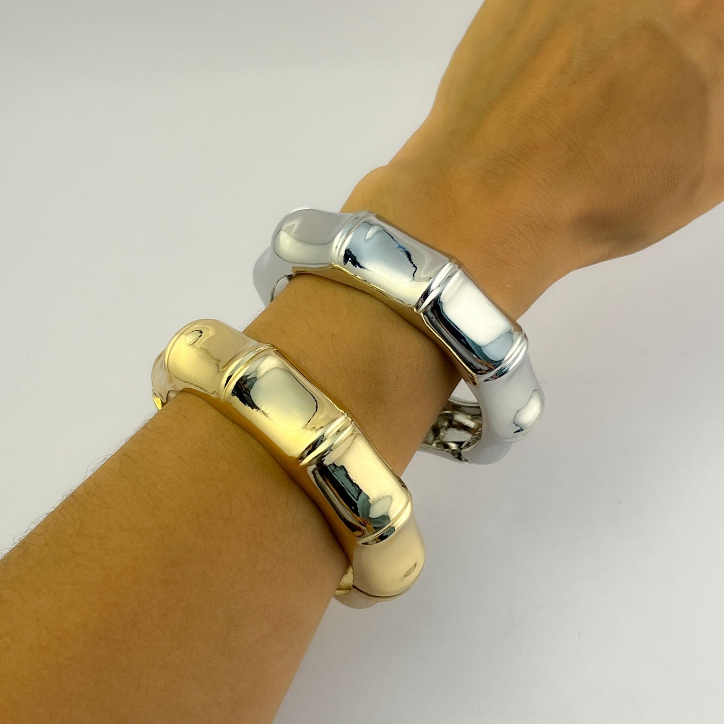 Brazalete bambú chapa de oro