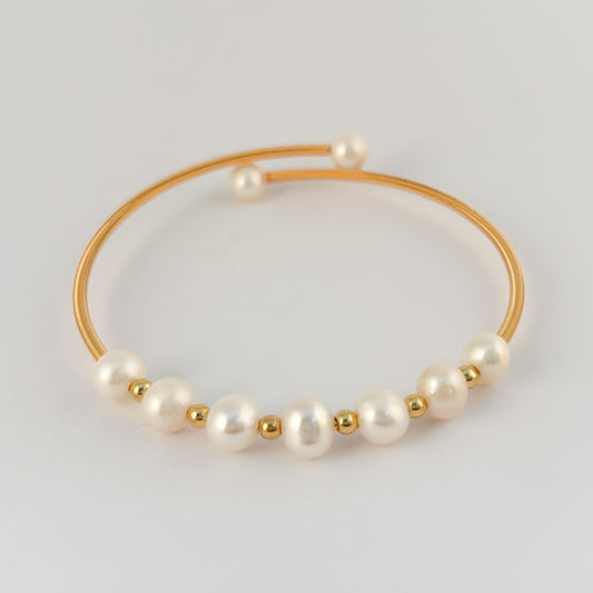 Brazalete perlas naturales chapa de oro resorte