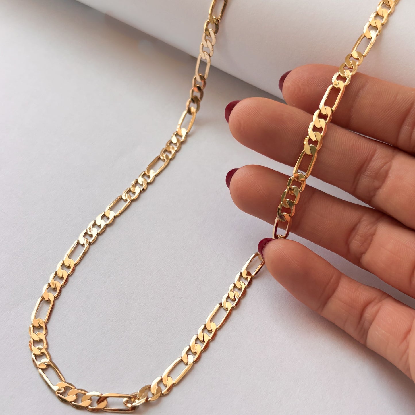 Cadena chapa de oro eslabó tres por uno diferentes medidas