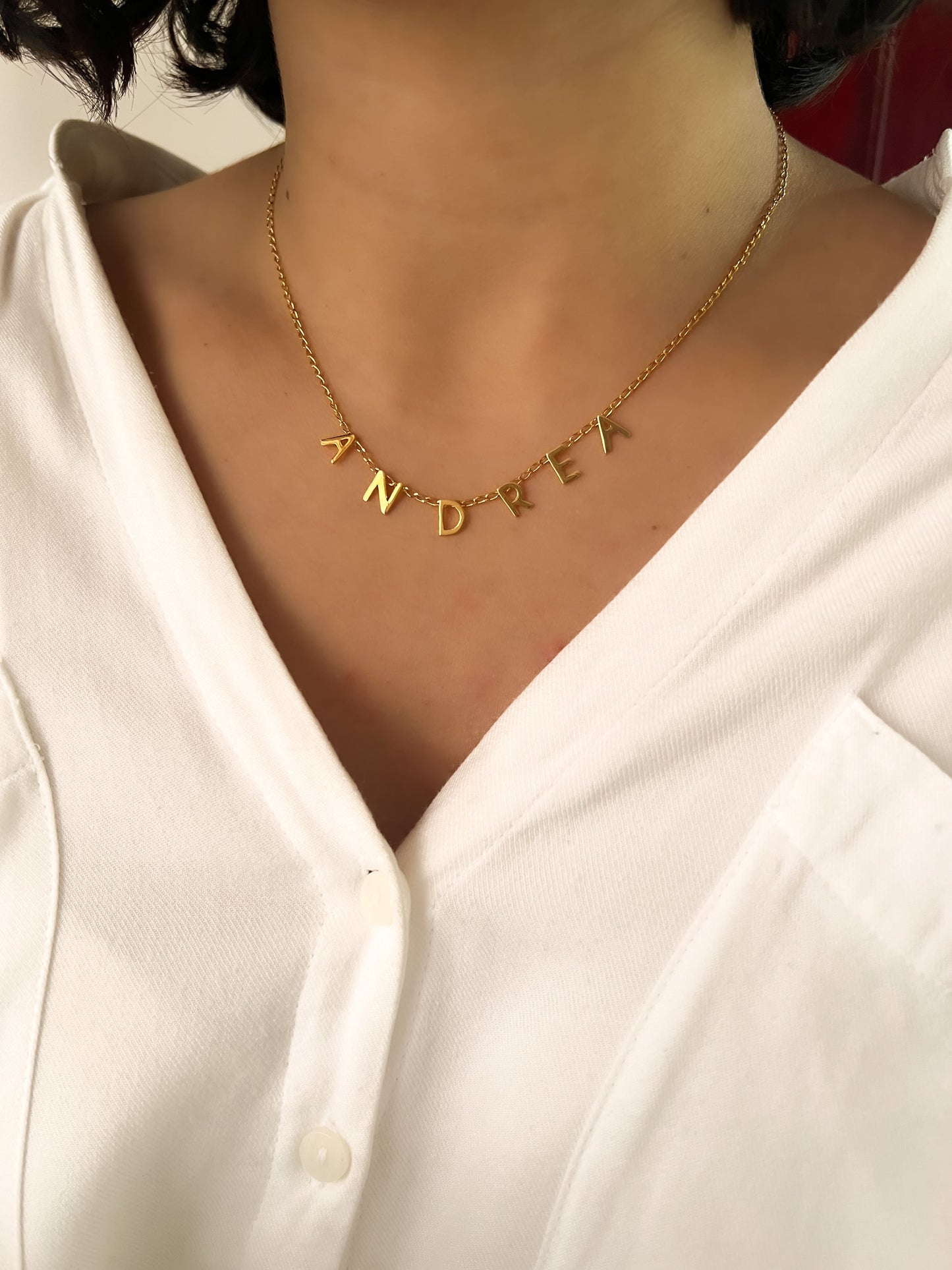 Collar personalizado de nombre letra soldada mini elegante chapa de oro 18k ¡Elige el número de letras!