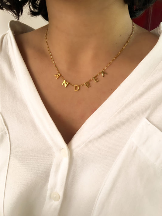 Collar personalizado de nombre letra soldada mini elegante chapa de oro 18k ¡Elige el número de letras!