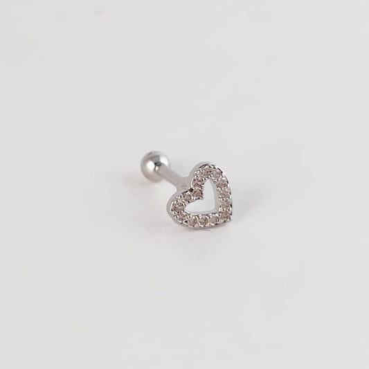 Piercing chapa de oro plateado corazón contorno zirconias