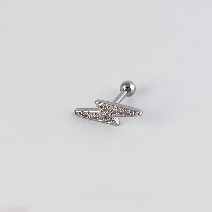 Piercing chapa de oro plateado rayo zirconias