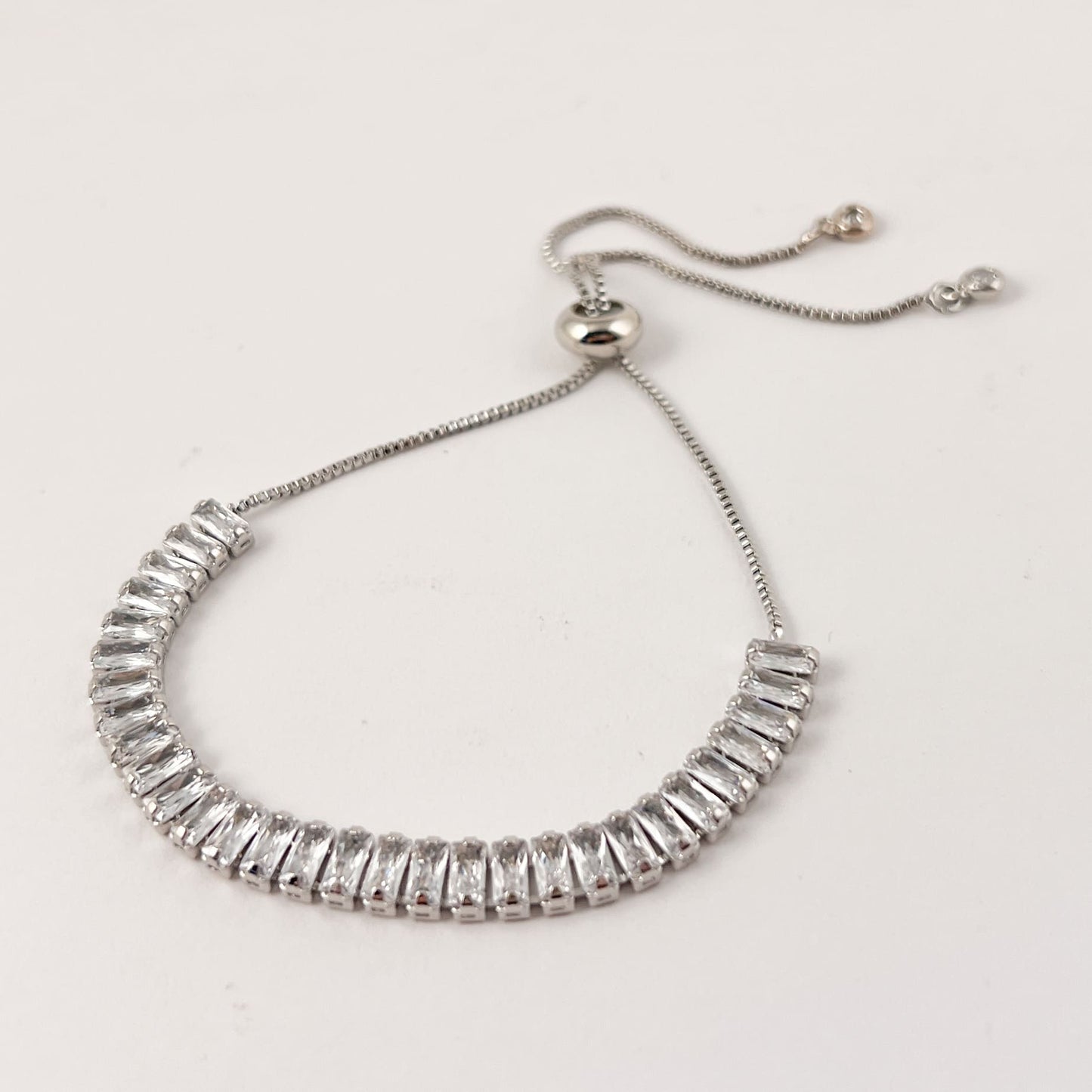 Pulsera chapa de oro plateada baguettes cristal