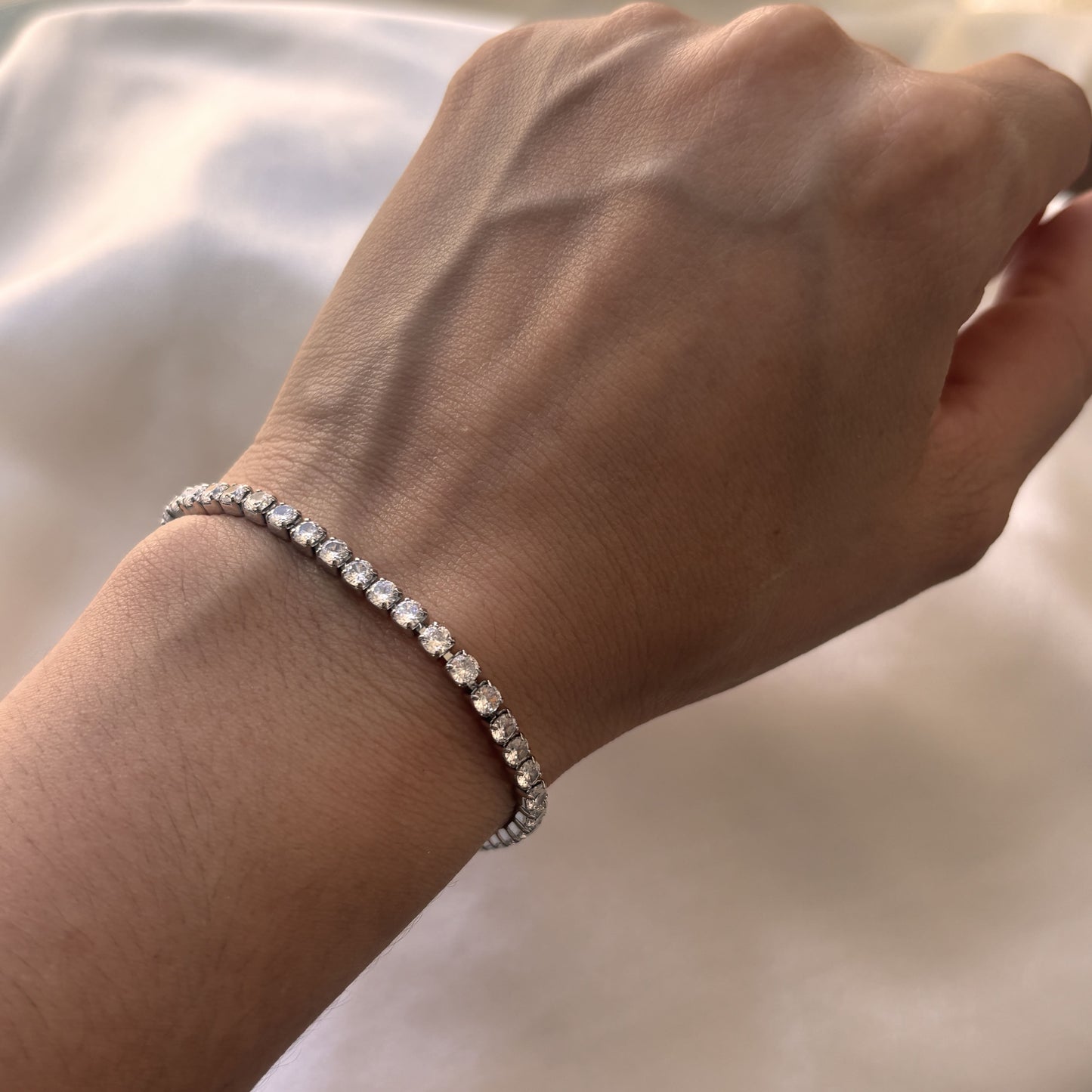 Pulsera tennis plateada zirconias