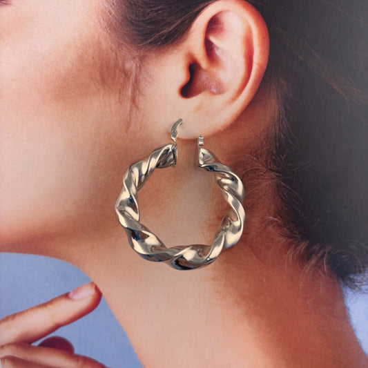 Arracadas torcidas chapa de oro 4.5 cm plateadas